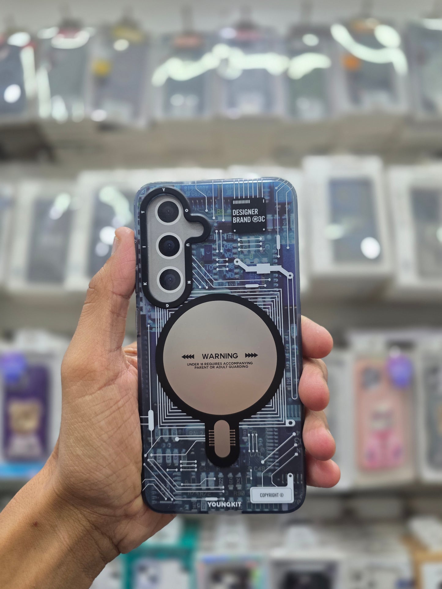 YOUNGKIT Futuristic Circuit Board, Soft Bumper Case - Samsung S25