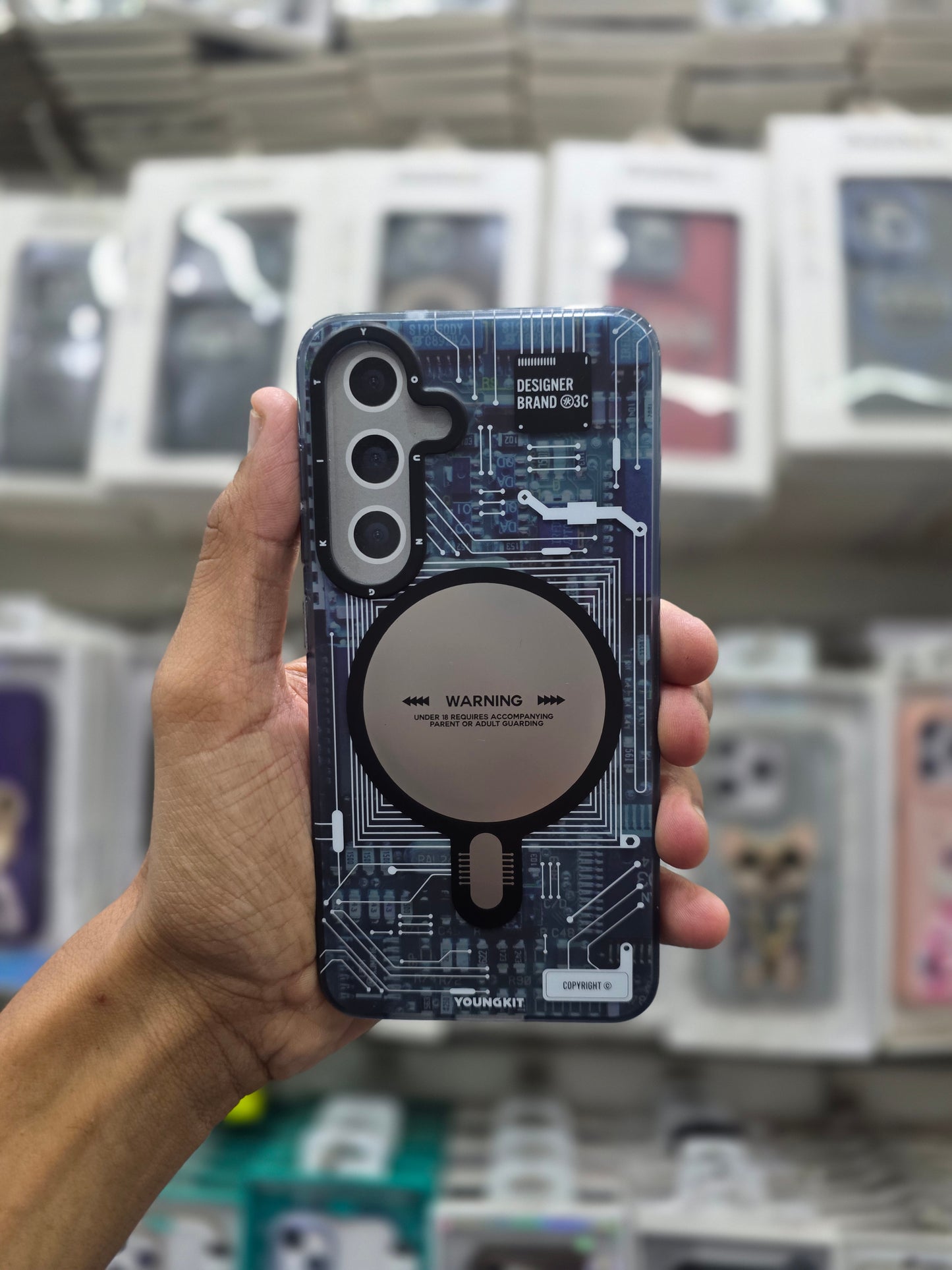 YOUNGKIT Futuristic Circuit Board, Soft Bumper Case - Samsung S25
