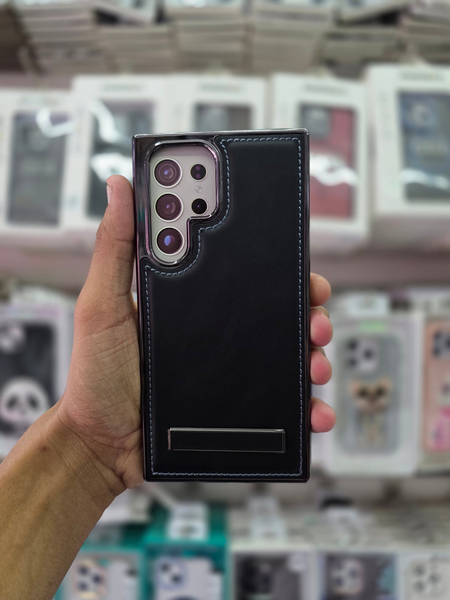 PULOKA Classic Leather Wit Kick Stand - Samsung S23 Ultra