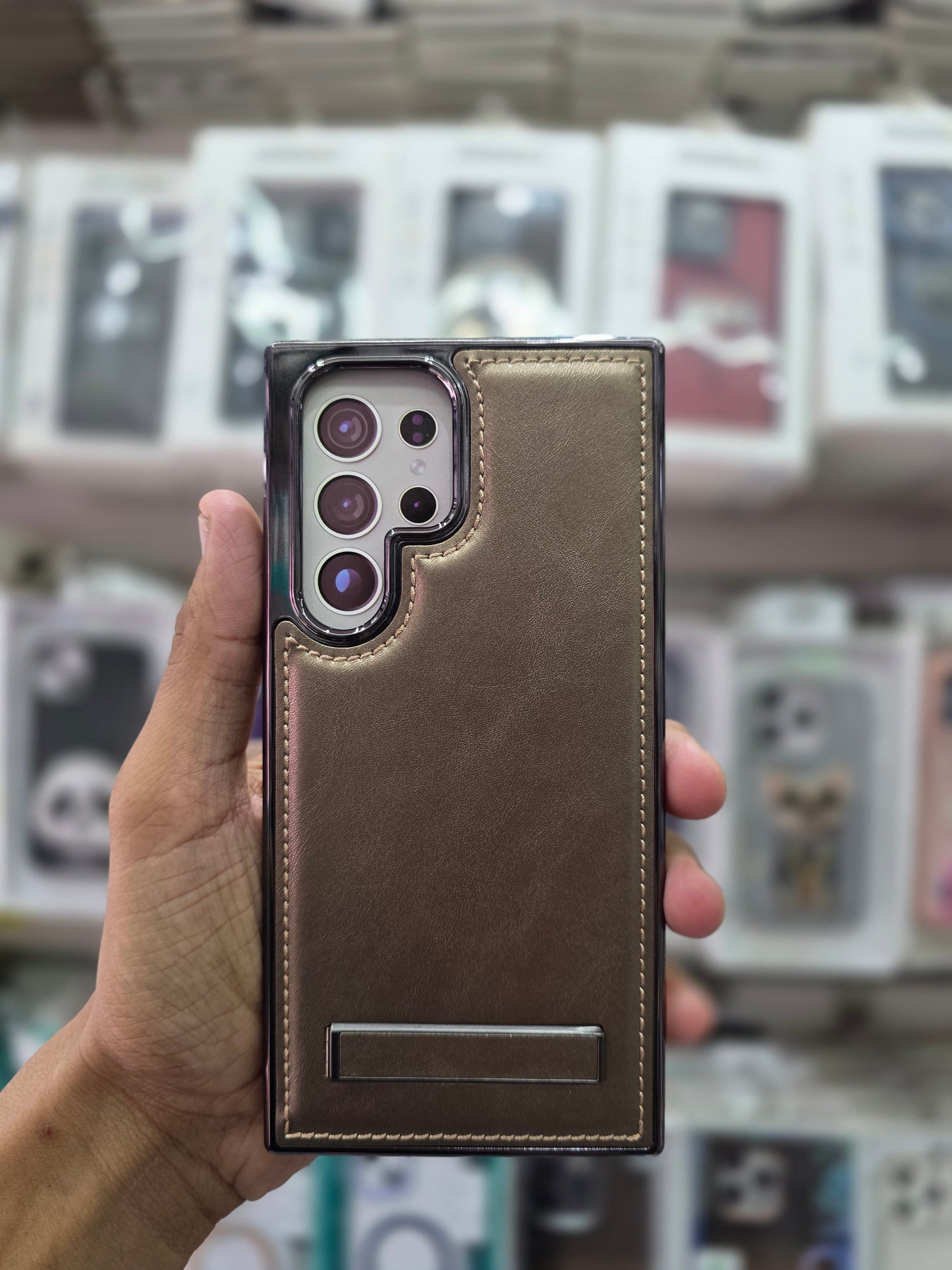 PULOKA Classic Leather Wit Kick Stand - Samsung S23 Ultra