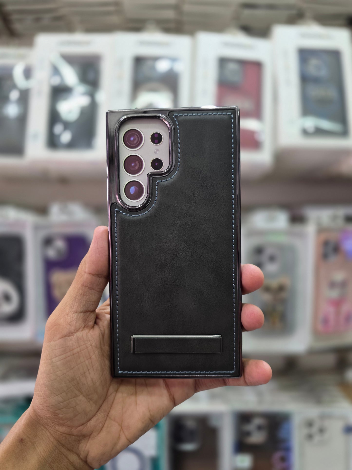 PULOKA Classic Leather Wit Kick Stand - Samsung S23 Ultra