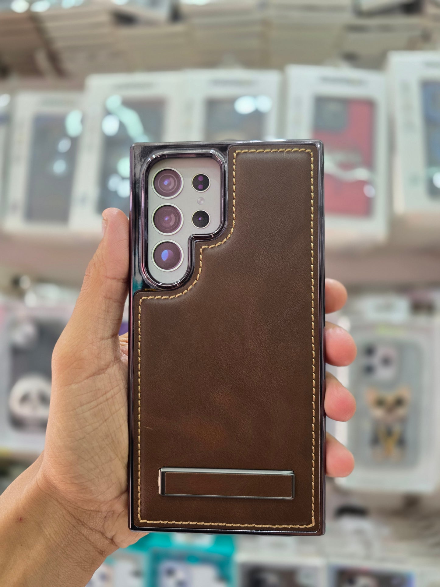 PULOKA Classic Leather Wit Kick Stand - Samsung S24 Ultra