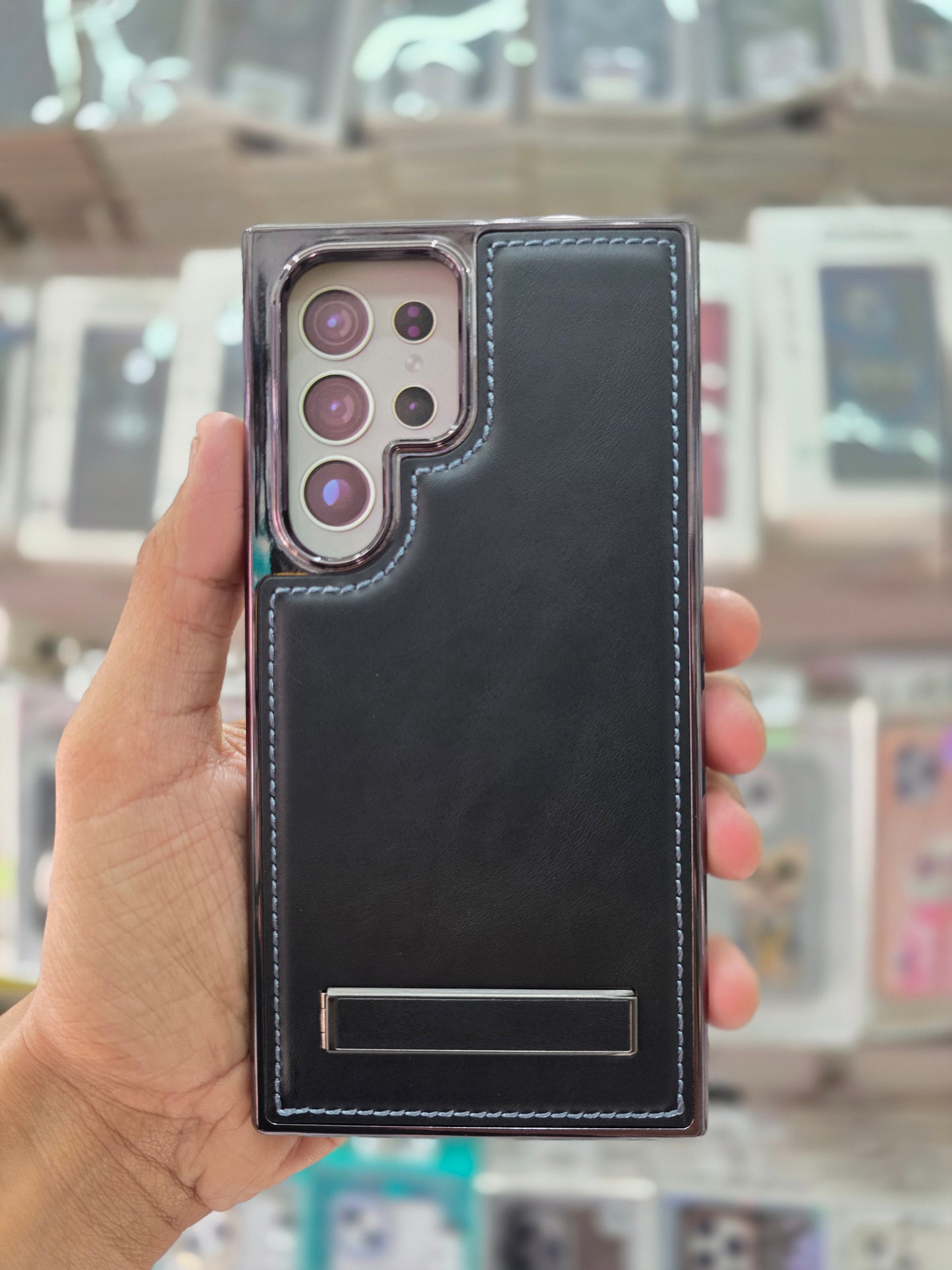 PULOKA Classic Leather Wit Kick Stand - Samsung S24 Ultra