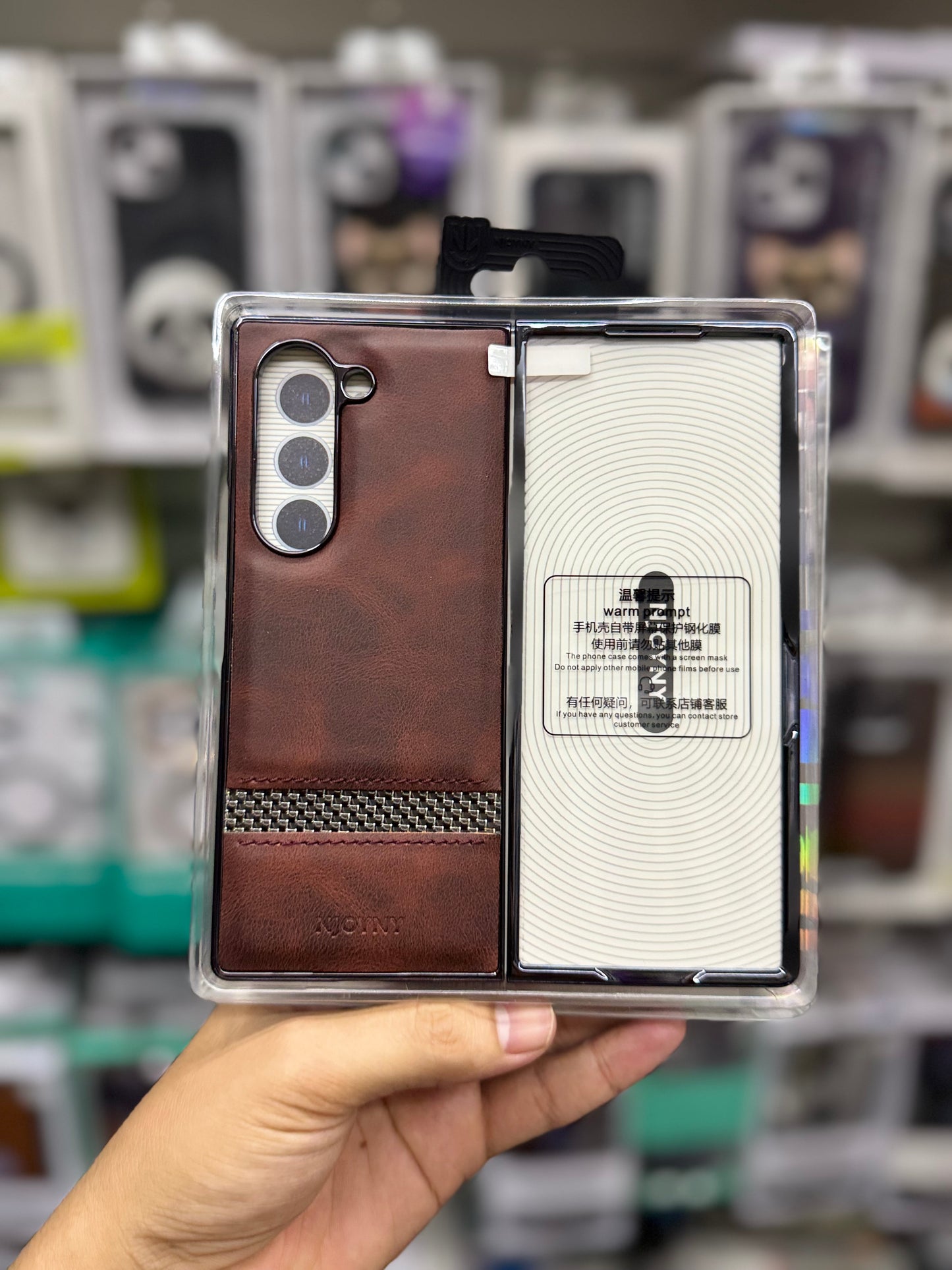 NY Classic Leather Chrome Plated Case Cover - Samsung Fold 6