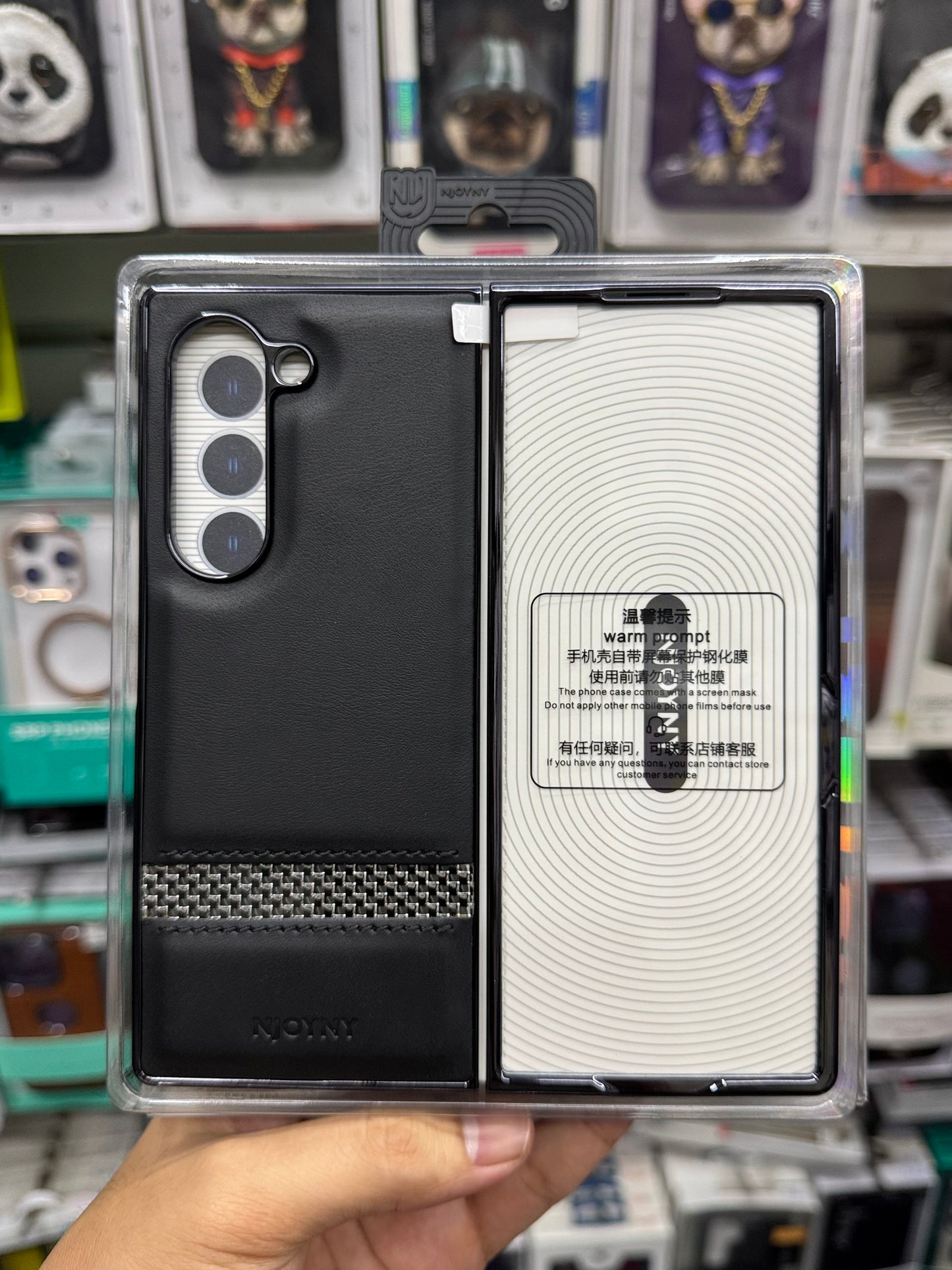 NY Classic Leather Chrome Plated Case Cover - Samsung Fold 6