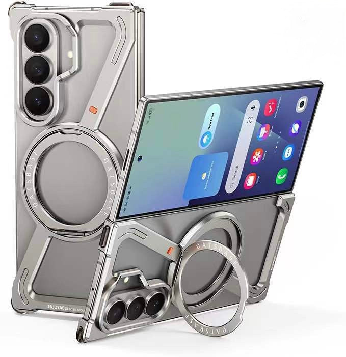 Sleek Z-Shaped Metal Samsung Fold 7 Cover with 360° Rotating Ring Stand