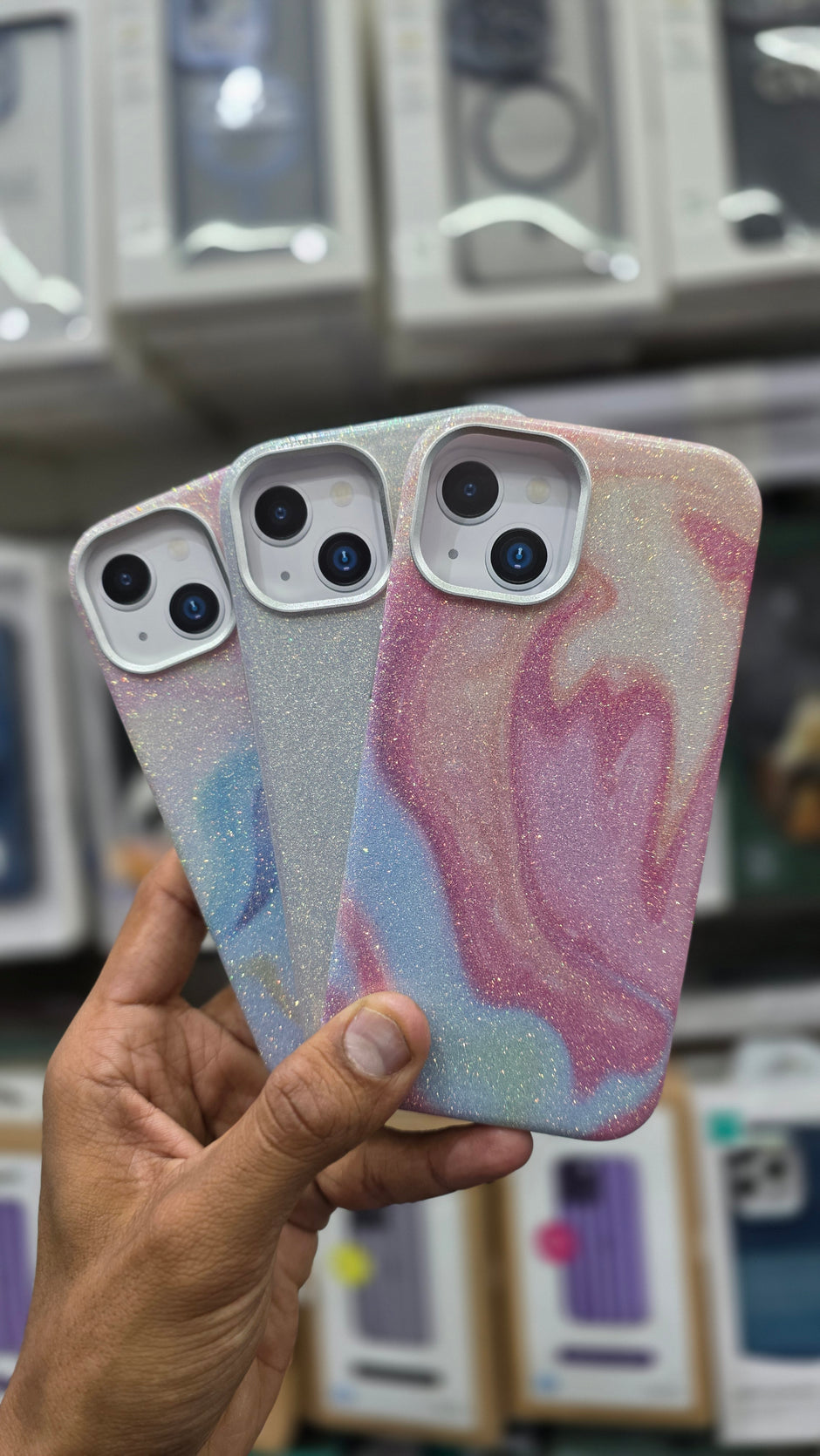 SRP Glittery Pastel Swirl Case WIth MagSafe - iPhone 15 Back Cover