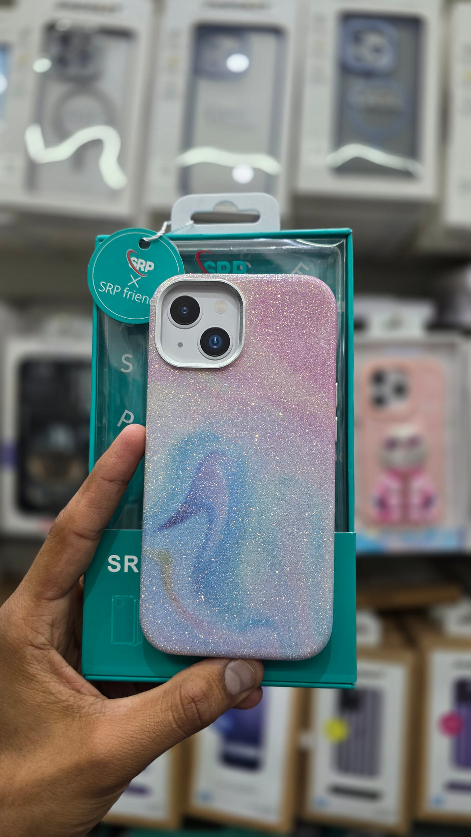 SRP Glittery Pastel Swirl Case WIth MagSafe - iPhone 15 Back Cover