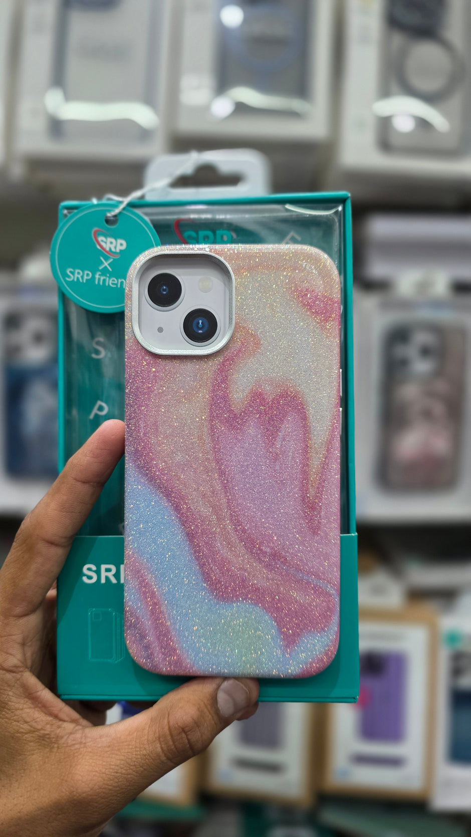 SRP Glittery Pastel Swirl Case WIth MagSafe - iPhone 15 Back Cover