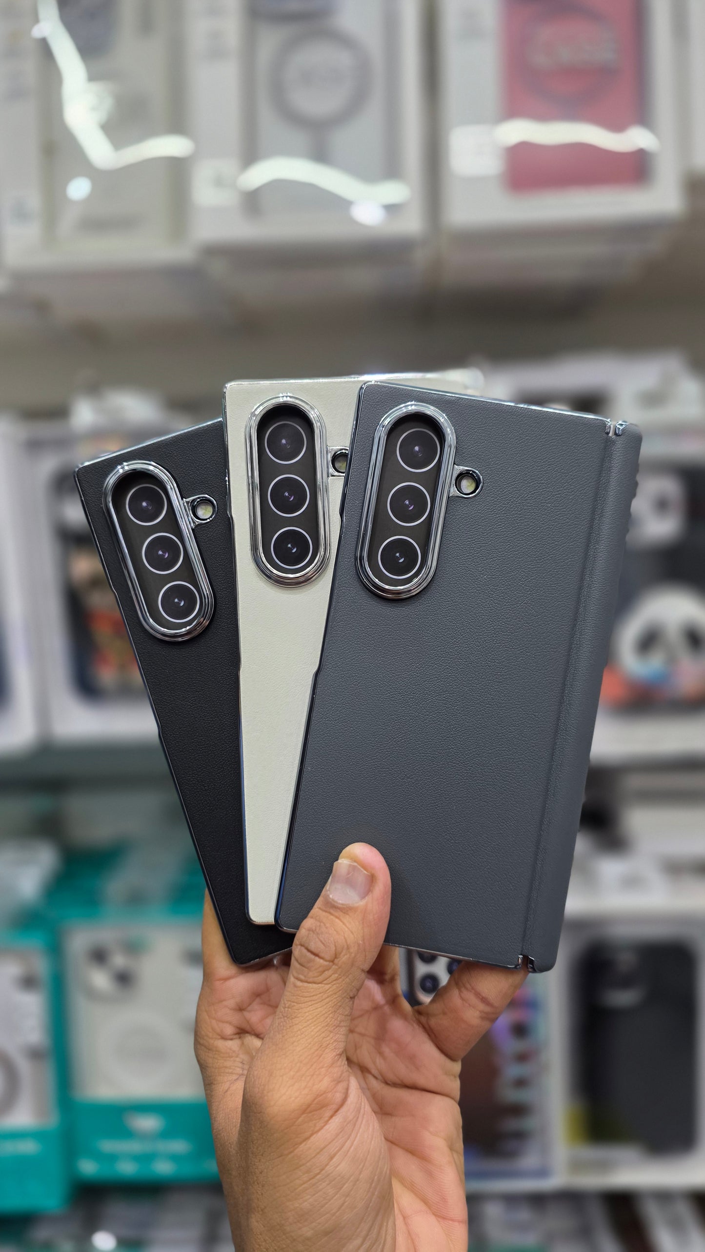 DFANS Pu Leather Chrome Plated Hinge Protection Case -Samsung Z Fold 7