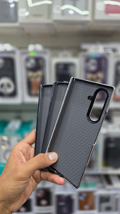 DFANS Pu Leather Chrome Plated Hinge Protection Case -Samsung Z Fold 7