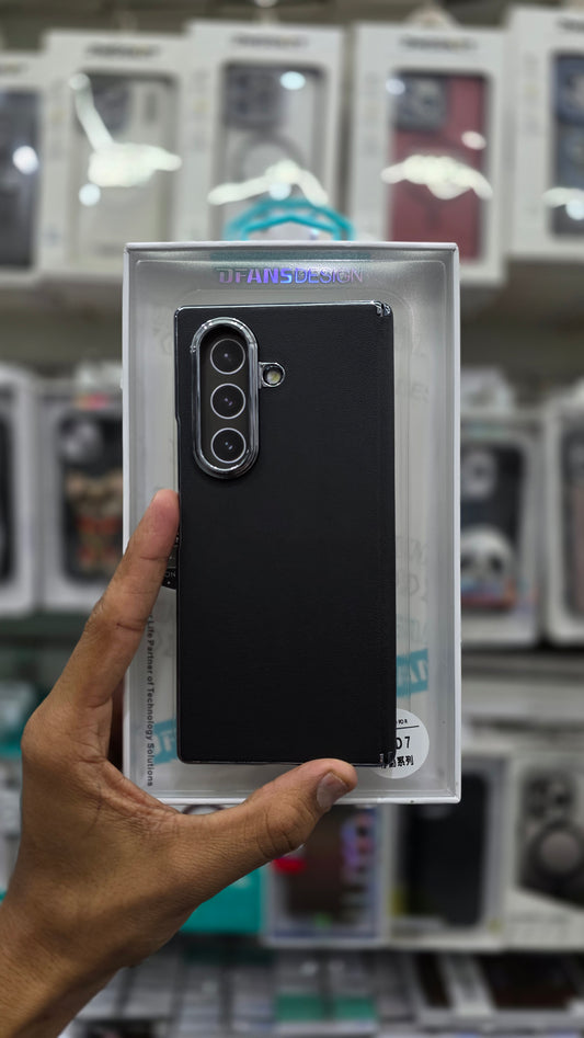 DFANS Pu Leather Chrome Plated Hinge Protection Case -Samsung Z Fold 7