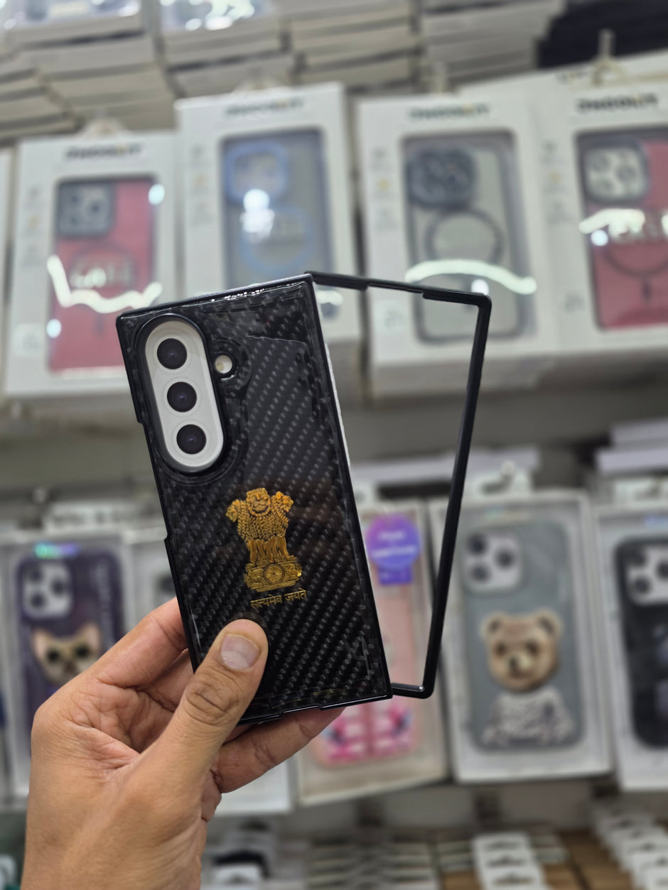 Satyamev Jayte Carbon Texture Gold  Case - Samsung Z Fold 7