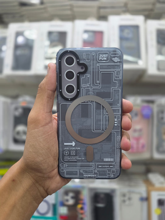 YOUNGKIT Futuristic Circuit Board, Soft Bumper Case - Samsung S25