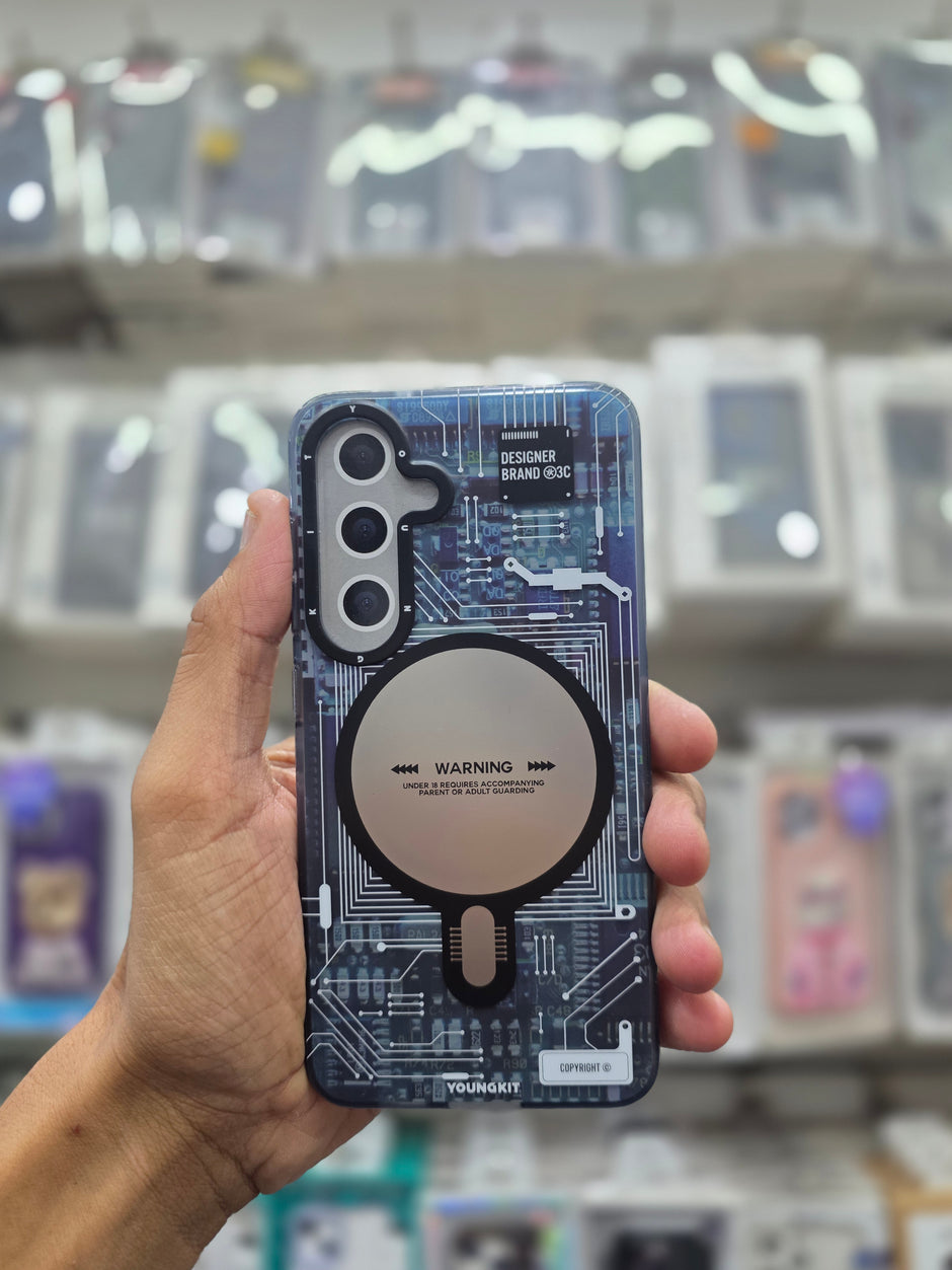 YOUNGKIT Futuristic Circuit Board, Soft Bumper Case - Samsung S25