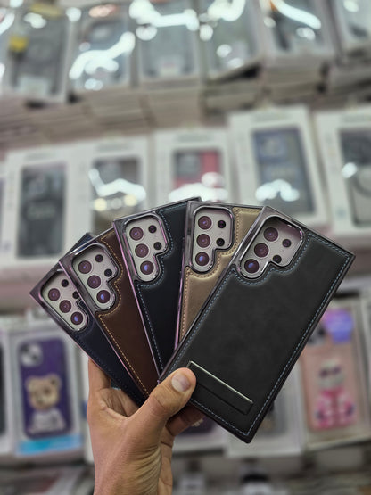 PULOKA Classic Leather Wit Kick Stand - Samsung S23 Ultra