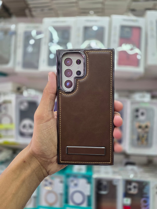PULOKA Classic Leather Wit Kick Stand - Samsung S23 Ultra
