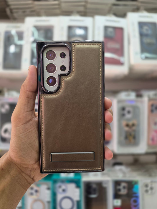 PULOKA Classic Leather Wit Kick Stand - Samsung S24 Ultra