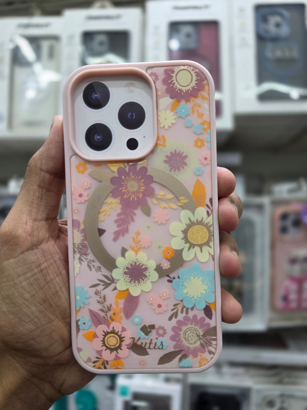 Kutis Floral Printed Shockproof MagSafe Case - iPhone 16 Pro Back Cover