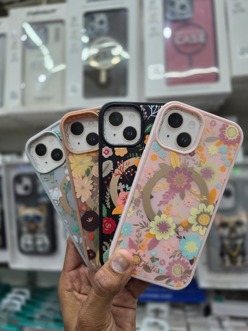 Kutis Floral Printed Shockproof MagSafe Case - iPhone 15 Back Cover