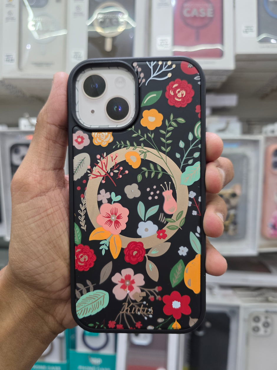 Kutis Floral Printed Shockproof MagSafe Case - iPhone 15 Back Cover