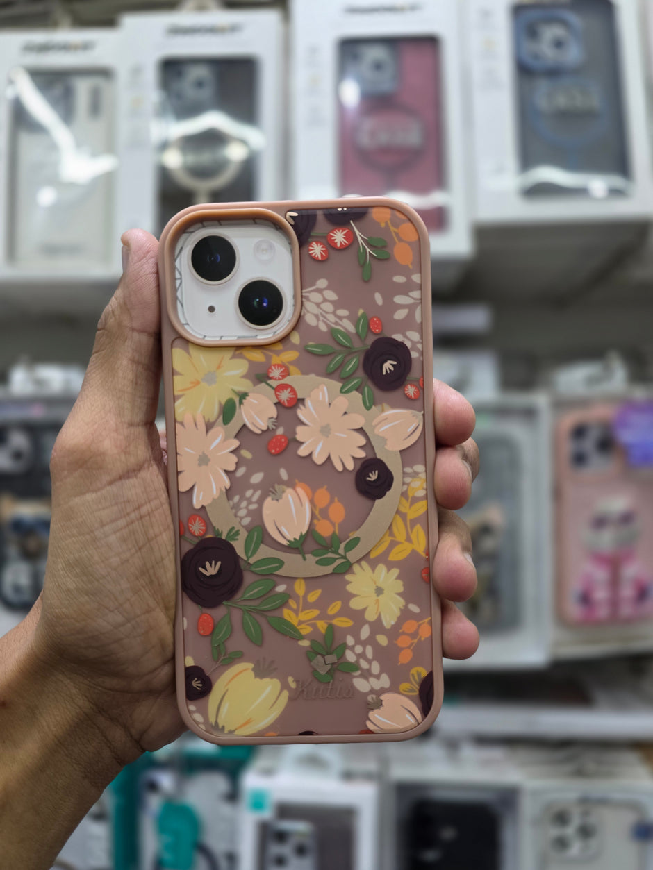Kutis Floral Printed Shockproof MagSafe Case - iPhone 15 Back Cover