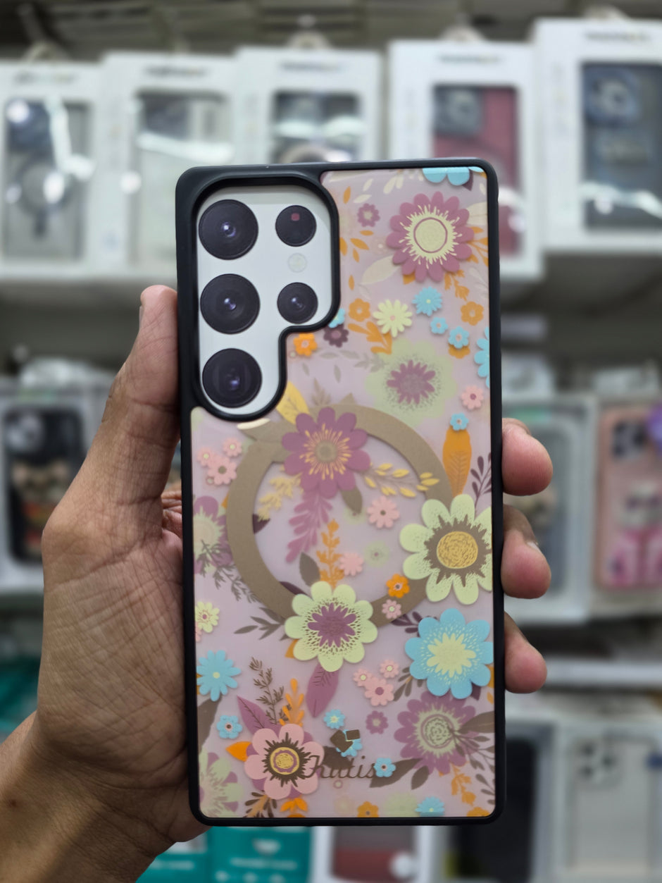 Kutis Floral Printed Shockproof MagSafe Case - Samsung S24 Ultra