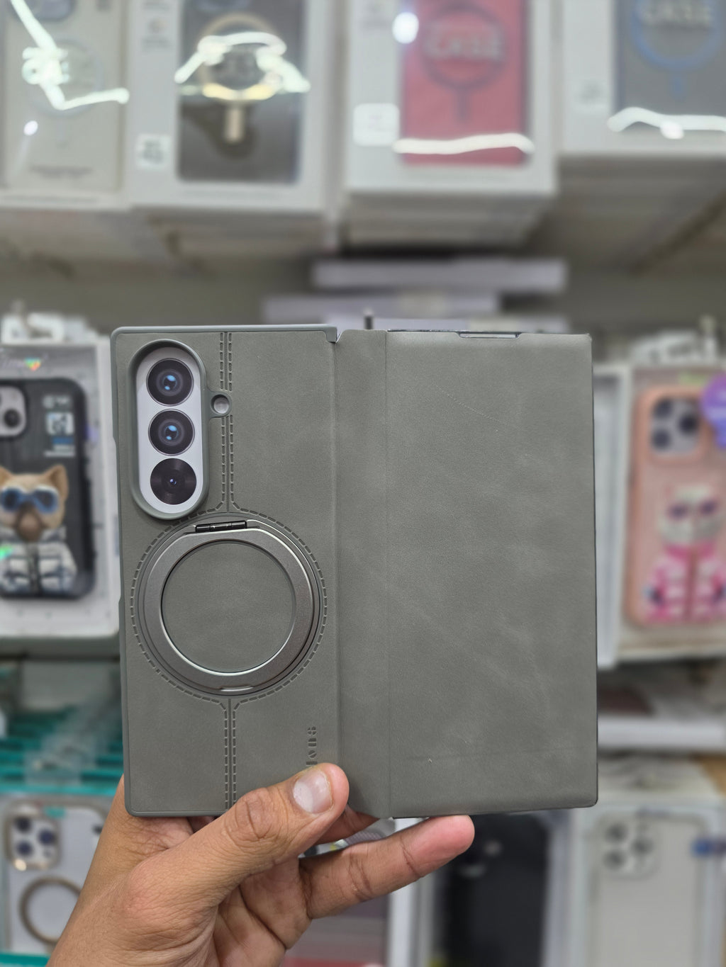Wlons Leather Magnetic Ring Stand Flip Cover - Samsung Galaxy Z Fold 7