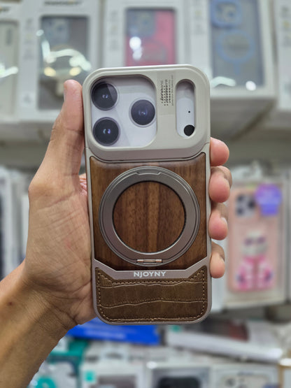 NY Perfume Wooden Metal 360 Stand Case With Magsfe - iPhone 17 Pro