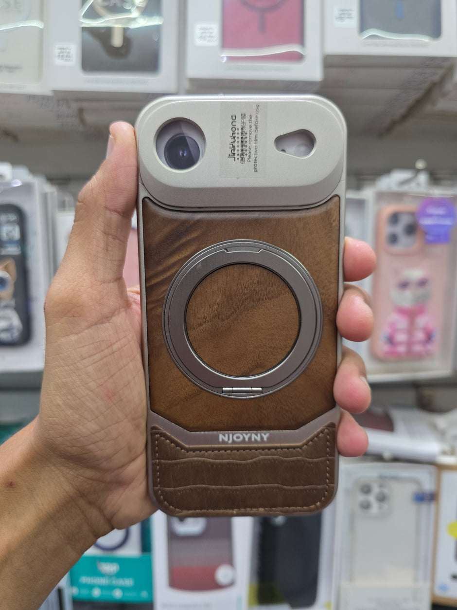 NY Perfume Wooden Metal 360 Stand Case With Magsfe - iPhone 17 Air Back Cover