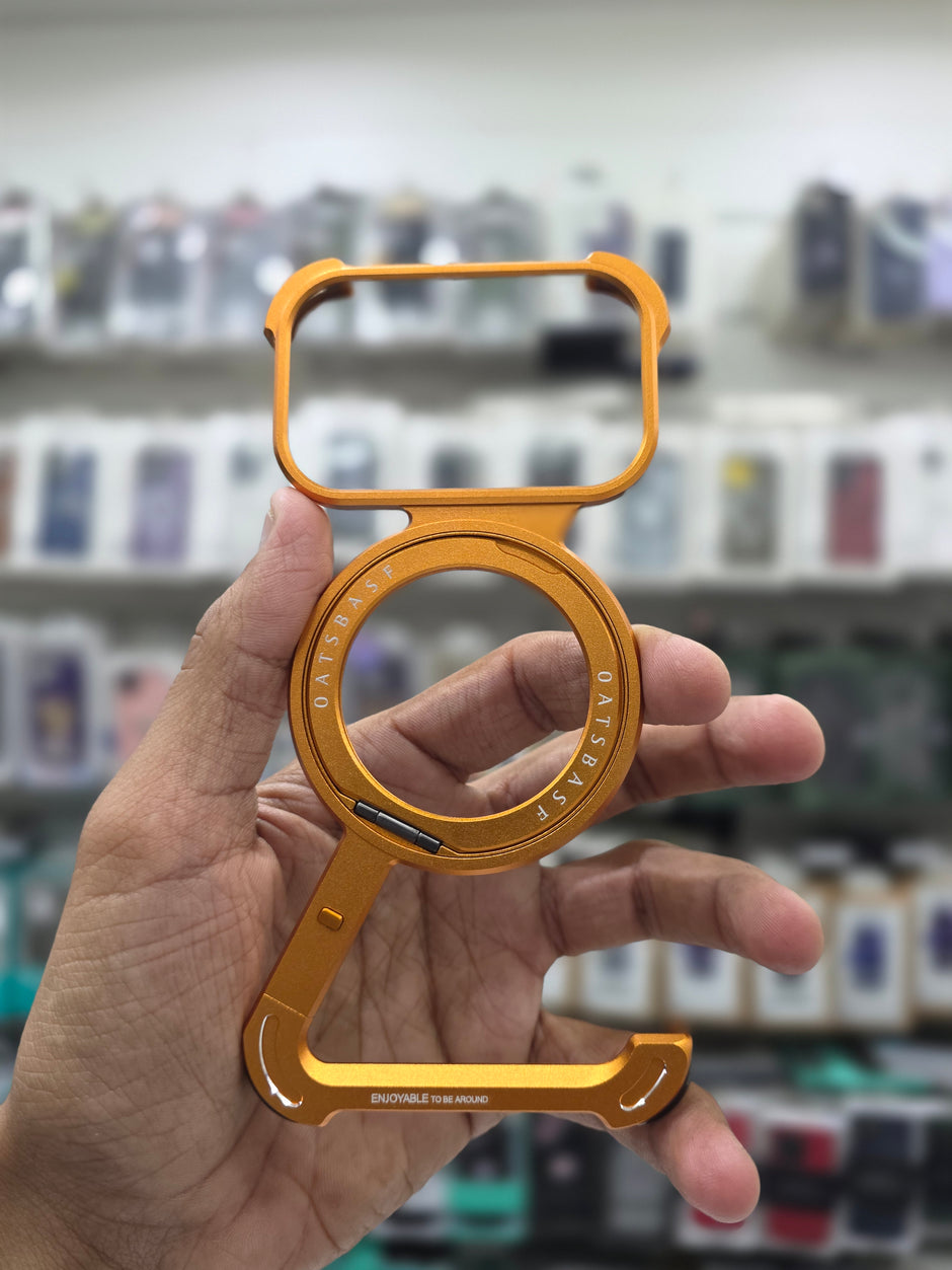 Sleek Z-Shaped Metal Case with 360° Rotating Ring Stand for iPhone 17 Pro