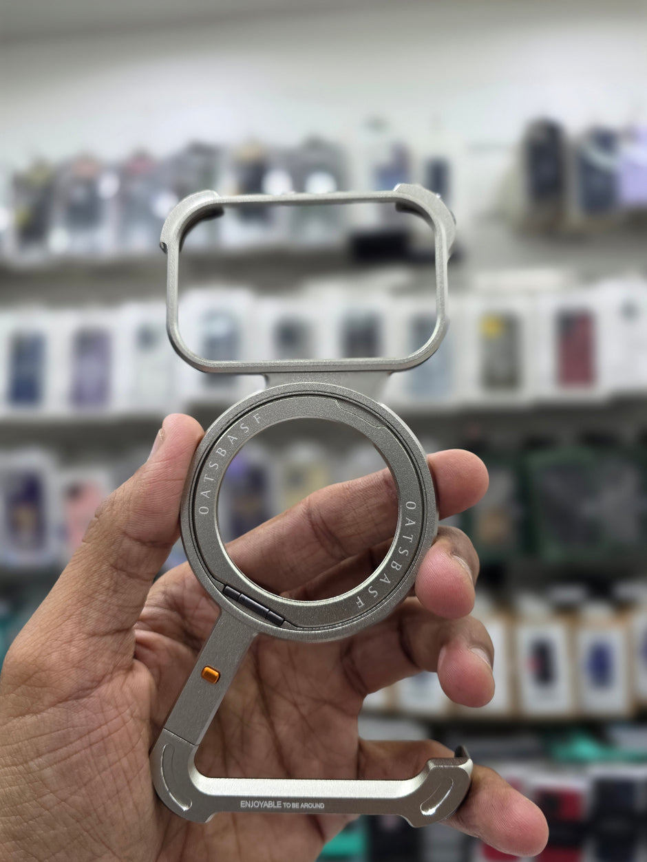 Sleek Z-Shaped Metal Case with 360° Rotating Ring Stand for iPhone 17 Pro
