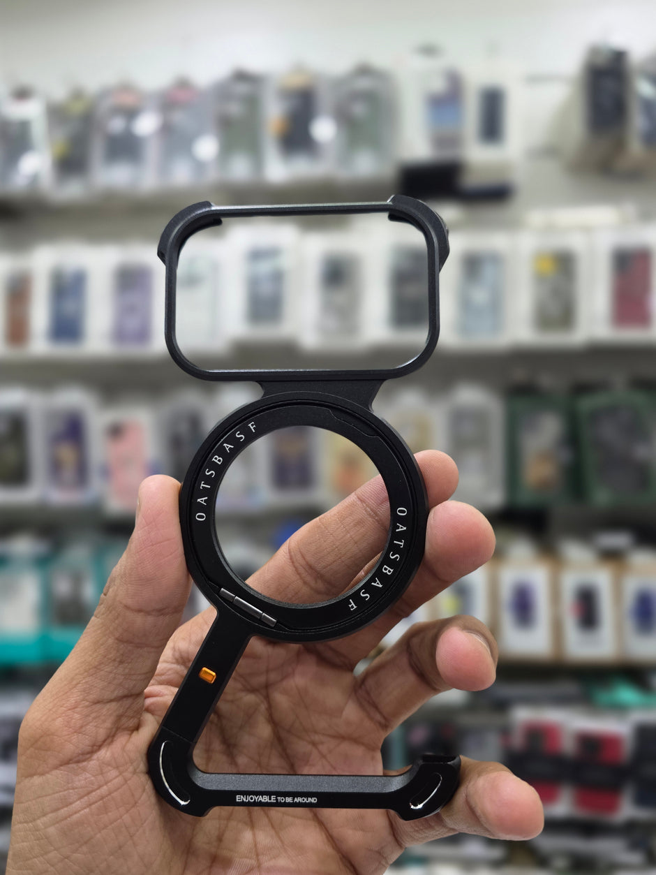 Sleek Z-Shaped Metal Case with 360° Rotating Ring Stand for iPhone 17 Pro