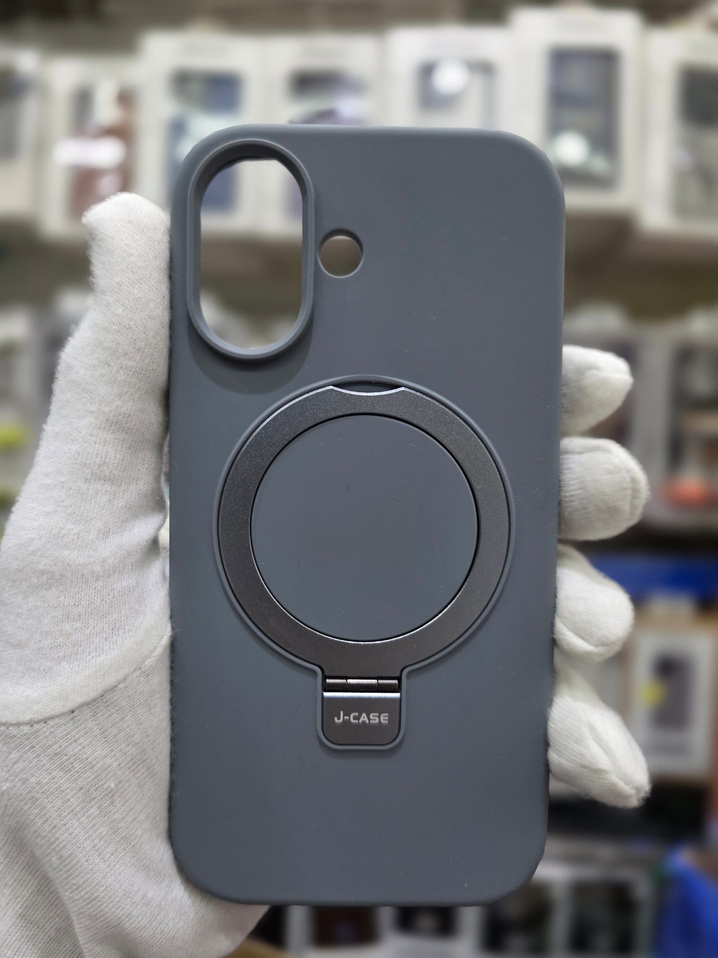 J-CASE Premium Soft Liquid Silicone with Bracket & Magsafe - iPhone 17