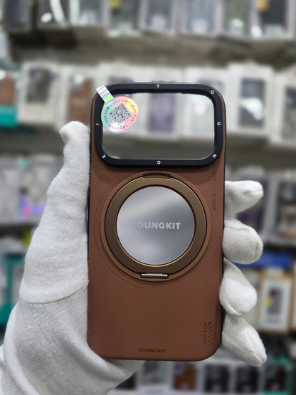 YOUNGKIT Matte Leather Case With Magnetic Stand - iPhone 17 Pro