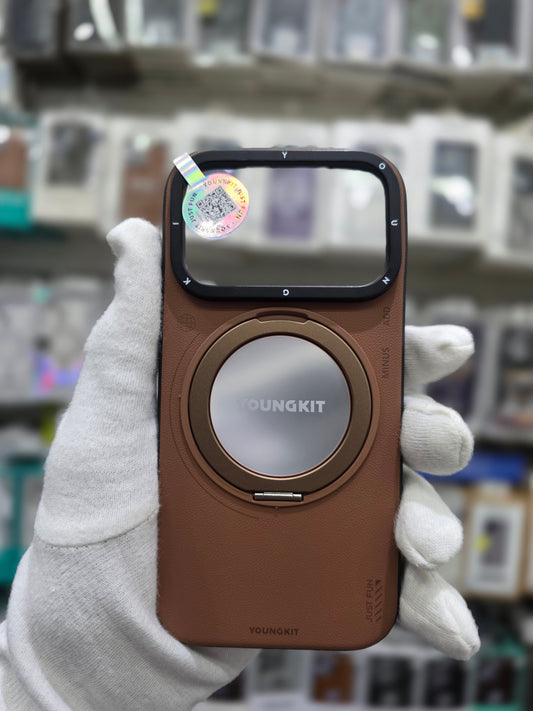 YOUNGKIT Matte Leather Case With Magnetic Stand - iPhone 17 Pro