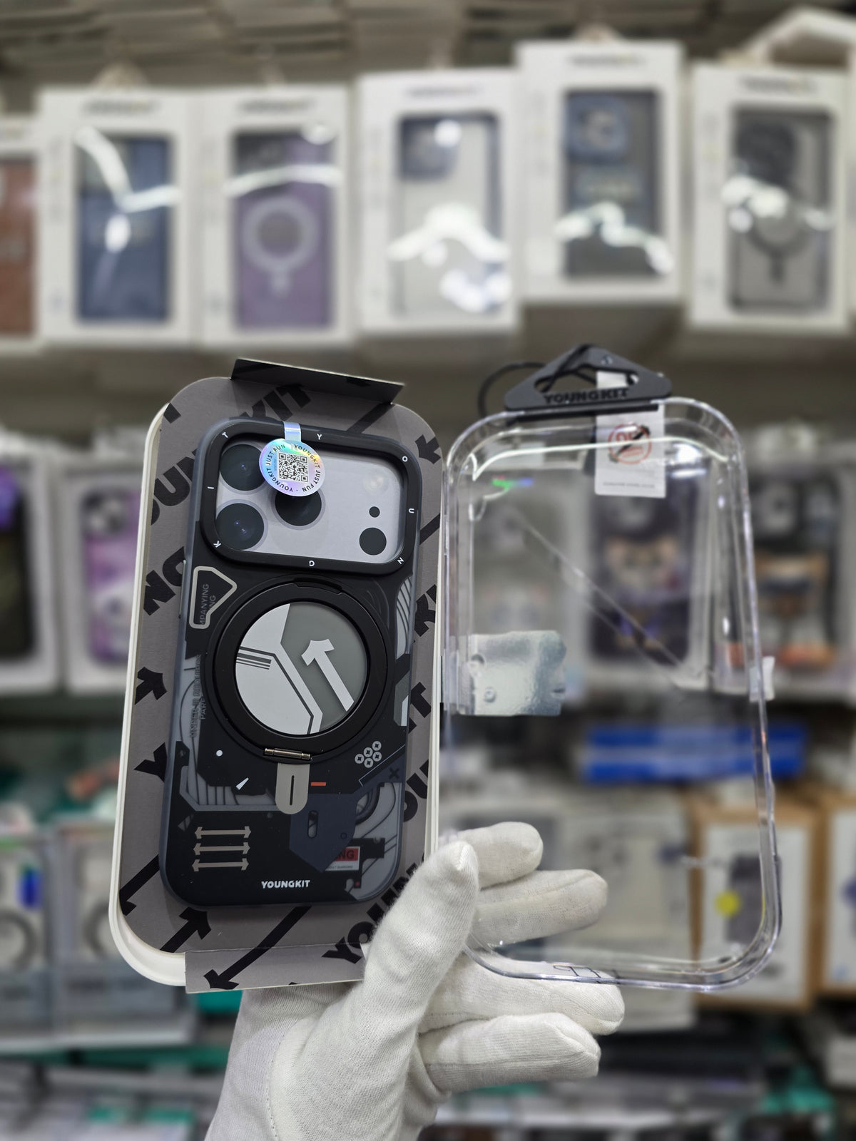 YOUNGKIT Cyberpunk Series With Magsafe & Rotating Stand - iPhone 17 Pro Back Cover