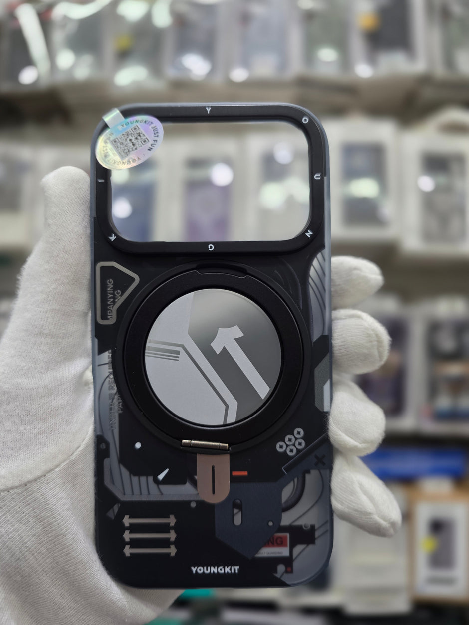 YOUNGKIT Cyberpunk Series With Magsafe & Rotating Stand - iPhone 17 Pro Max Back Cover