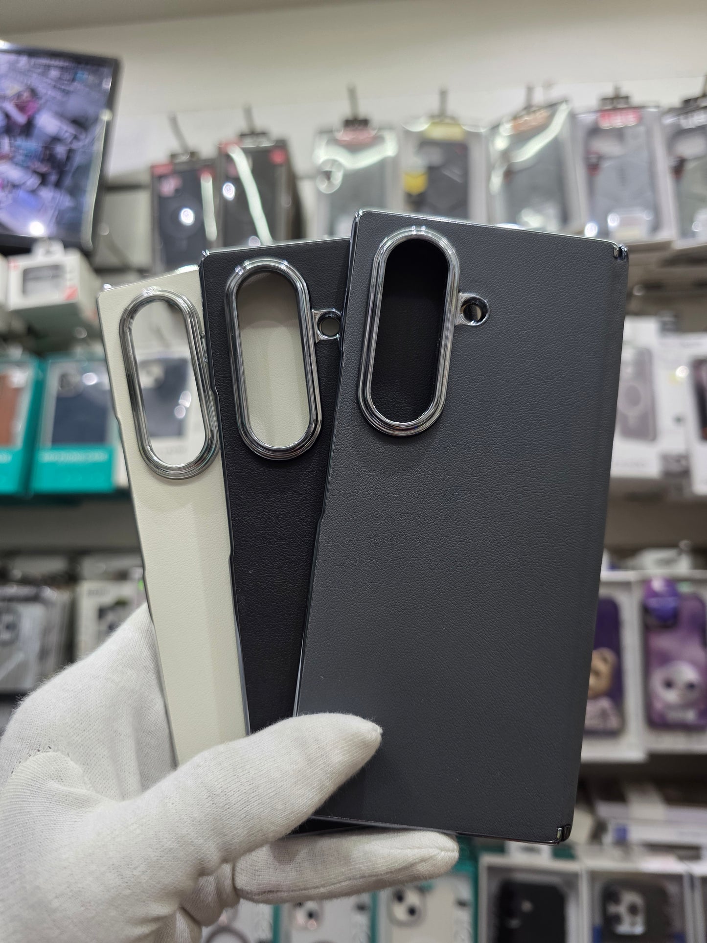 DFANS Pu Leather Chrome Plated Hinge Protection Samsung Z Fold 7 Case