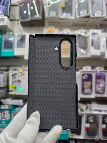 DFANS Pu Leather Chrome Plated Hinge Protection Samsung Z Fold 7 Case