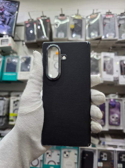 DFANS Pu Leather Chrome Plated Hinge Protection Samsung Z Fold 7 Case