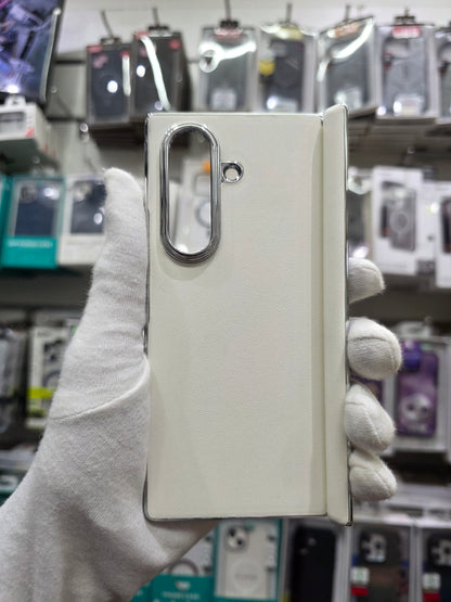 DFANS Pu Leather Chrome Plated Hinge Protection Samsung Z Fold 7 Case