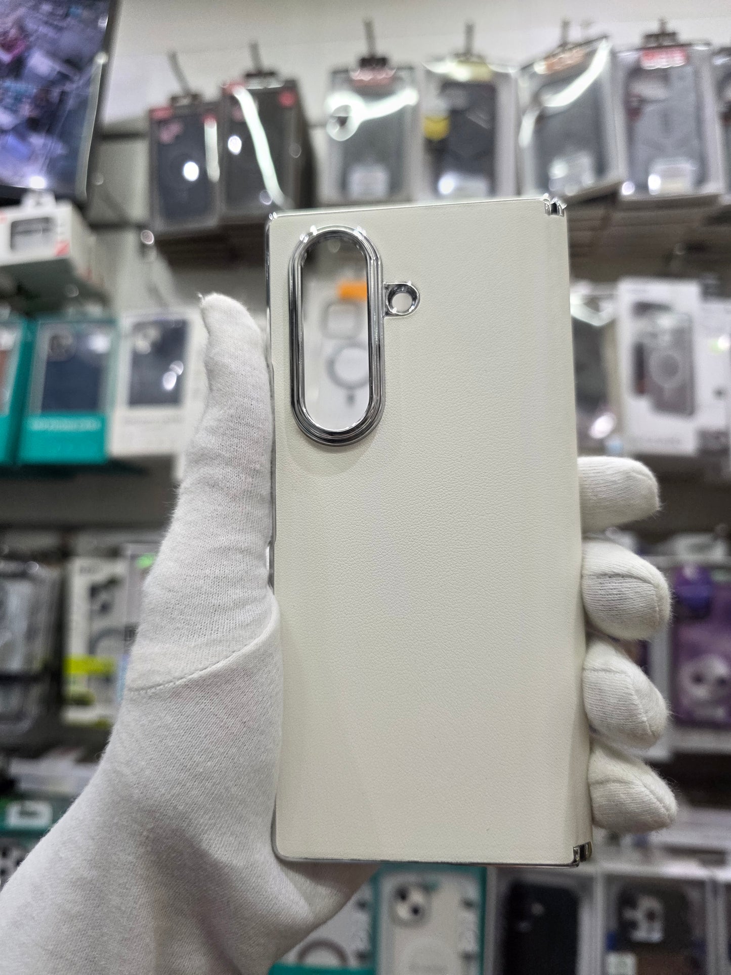 DFANS Pu Leather Chrome Plated Hinge Protection Samsung Z Fold 7 Case