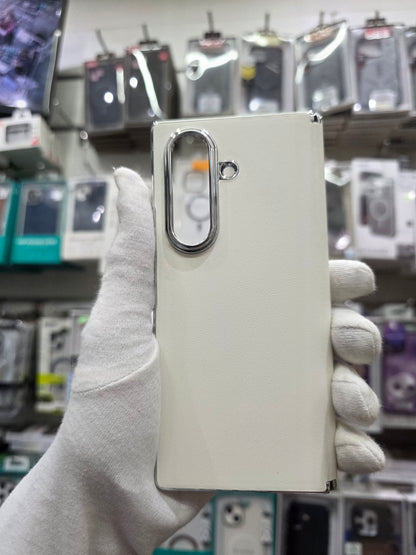 DFANS Pu Leather Chrome Plated Hinge Protection Samsung Z Fold 7 Case