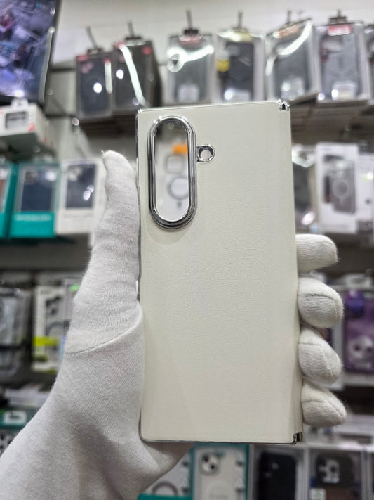 DFANS Pu Leather Chrome Plated Hinge Protection Samsung Z Fold 7 Case