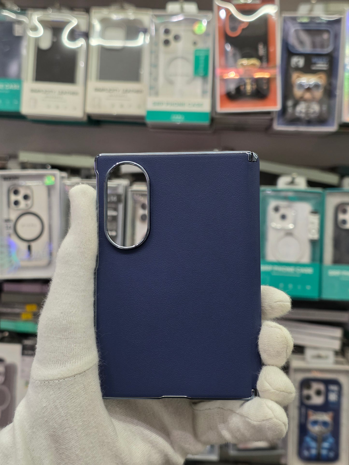 DFANS Pu Leather Chrome Plated Hinge Protection Samsung Z Fold 8 Case