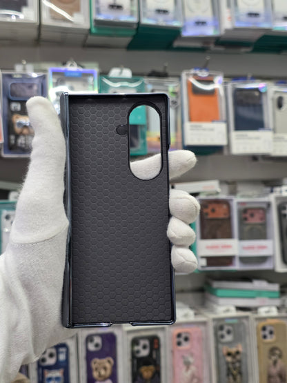 DFANS Pu Leather Chrome Plated Hinge Protection Samsung Z Fold 8 Ultra Case