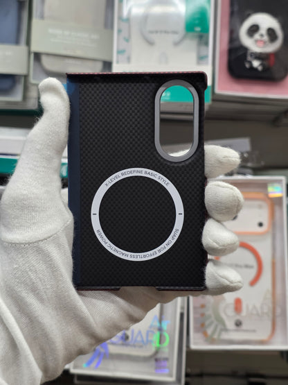X-Level Mars Magnetic Carbon Fiber Textute Case With Front Frame - Samsung Fold 8