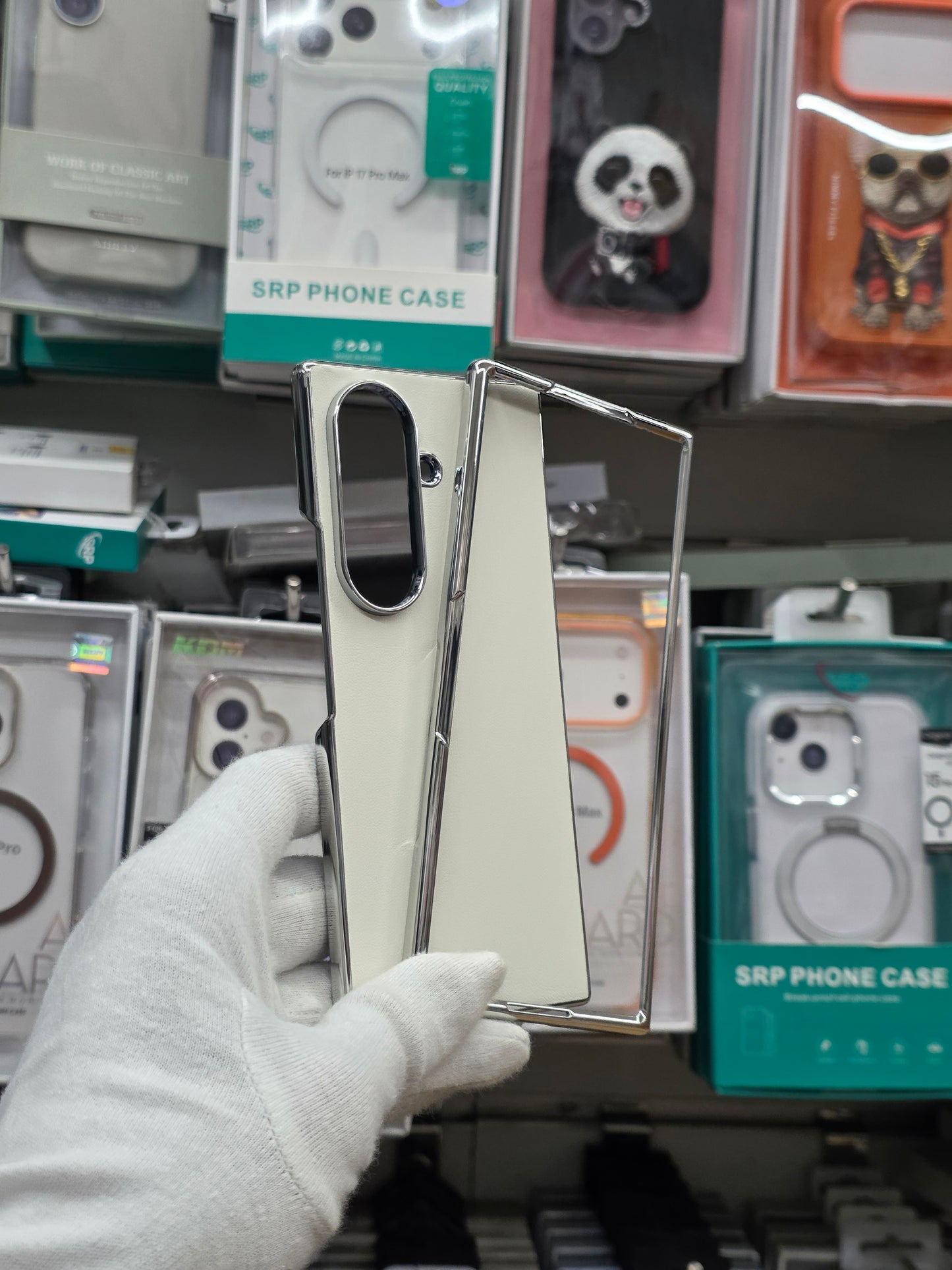 DFANS Pu Leather Chrome Plated Samsung Z Fold 8 Ultra Cover