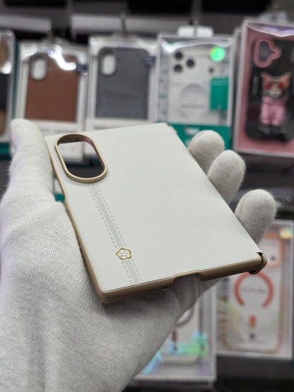 DFANS Pu Leather Chrome Plated Hinge Protection Samsung Z Fold 8 Case